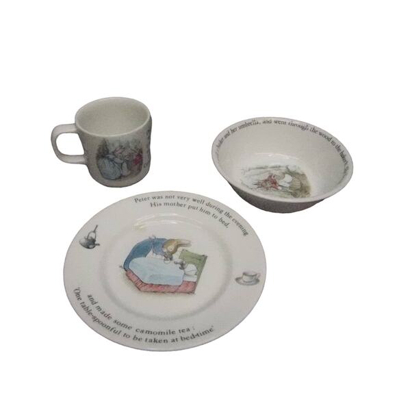 Peter Rabbit Wedgwood Of Etruria & Barlaston Beatrix Potter Plate, Bowl and Cup - Picture 1 of 16
